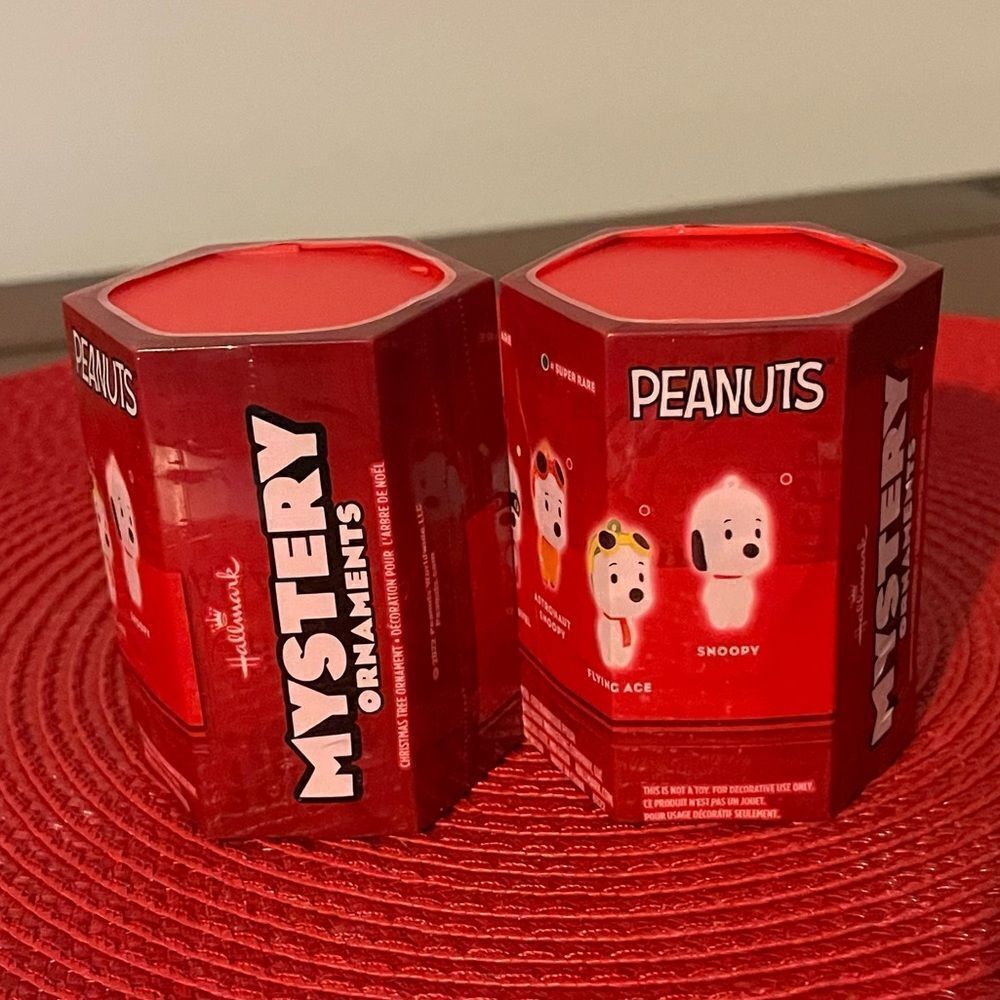 Hallmark Peanuts Snoopy Mystery Ornament Set of 2 NWT